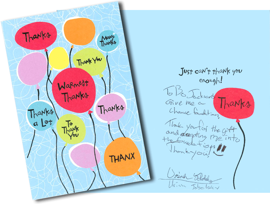 Letters Like This Is Why Bo Does What He Does - Balloons Thank You Card With Embossing (960x693), Png Download