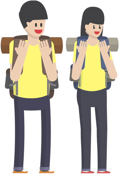 Young Happy Couple Traveling Together - Backpackers Infographic (500x730), Png Download