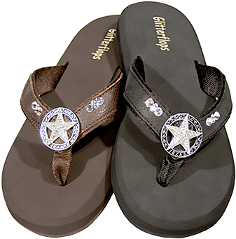 Texas Star Flip Flops - Glitterflops (500x375), Png Download