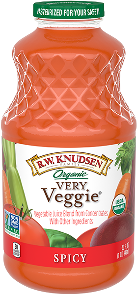 Very Veggie Spicy Organic - R.w. Knudsen - Organic Juice Low Sodium Very Veggie (300x615), Png Download