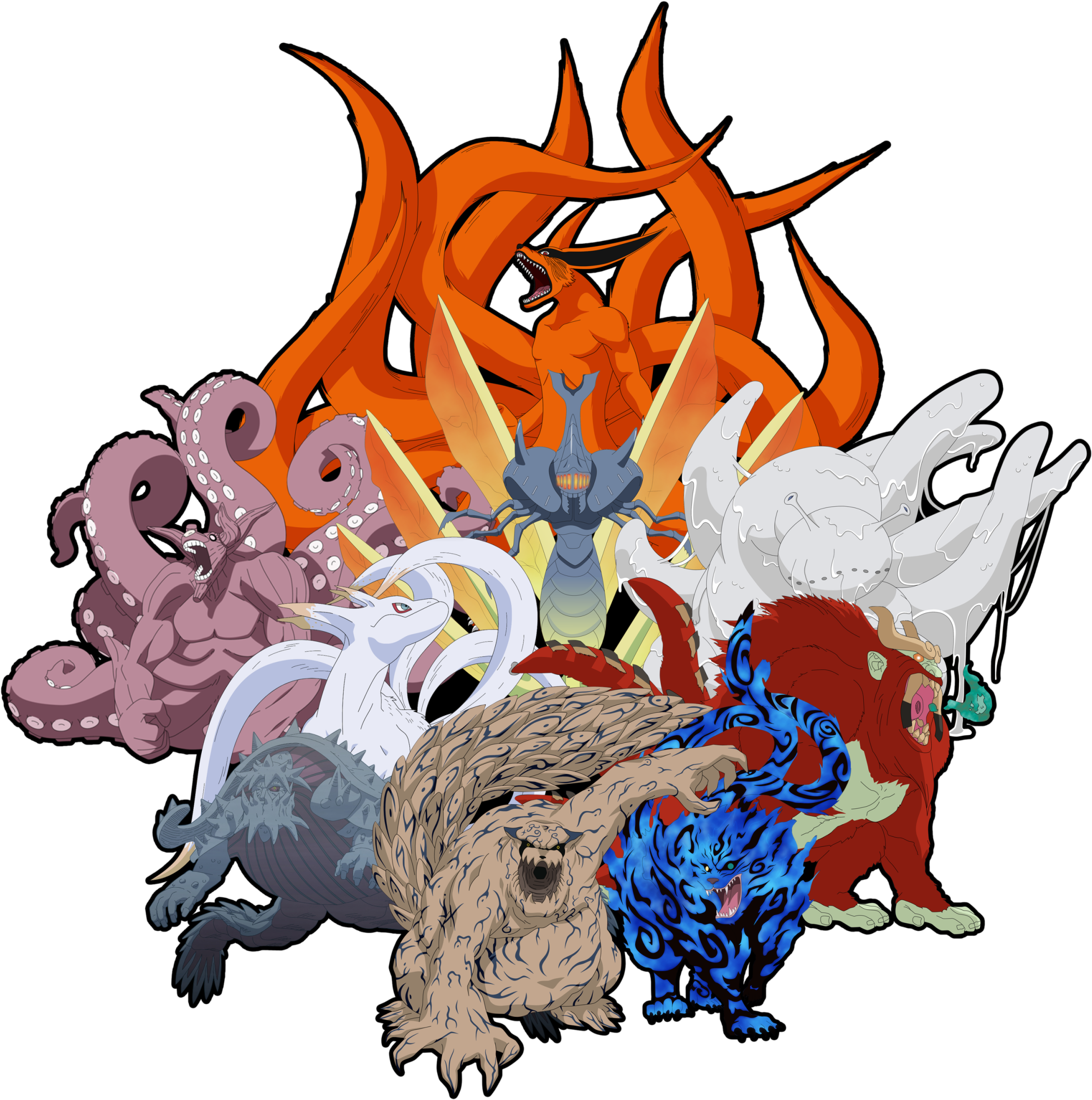 Naruto Tailed Beast Bomb Wallpaper Naruto Shippuden - All Tailed Beasts Png (2556x2589), Png Download