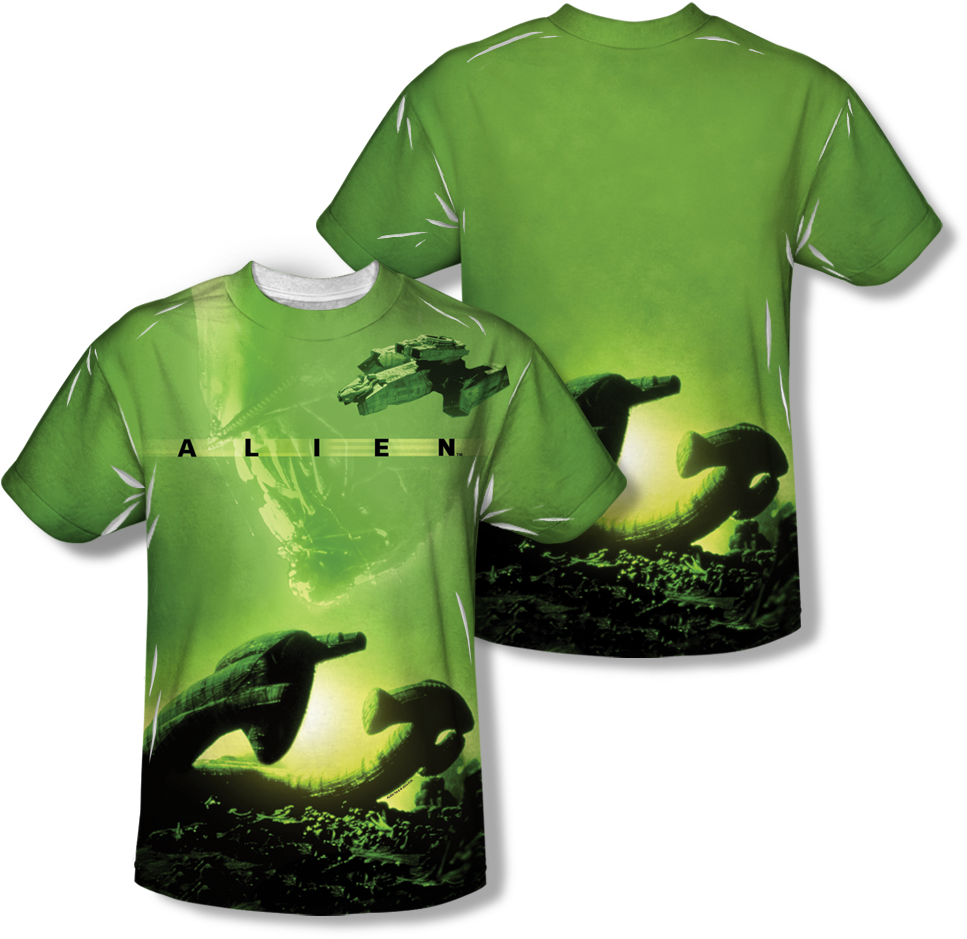 Alien™ Ship All Over T Shirt - Alien - Ship (front/back Print) T-shirt Size M (1000x1000), Png Download