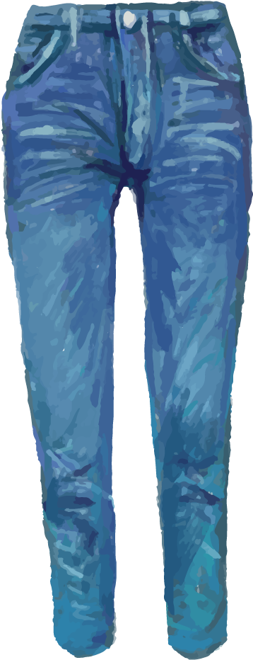 Jeans Denim Drawing Watercolor Painting - Blue Jeans Drawing (562x1108), Png Download