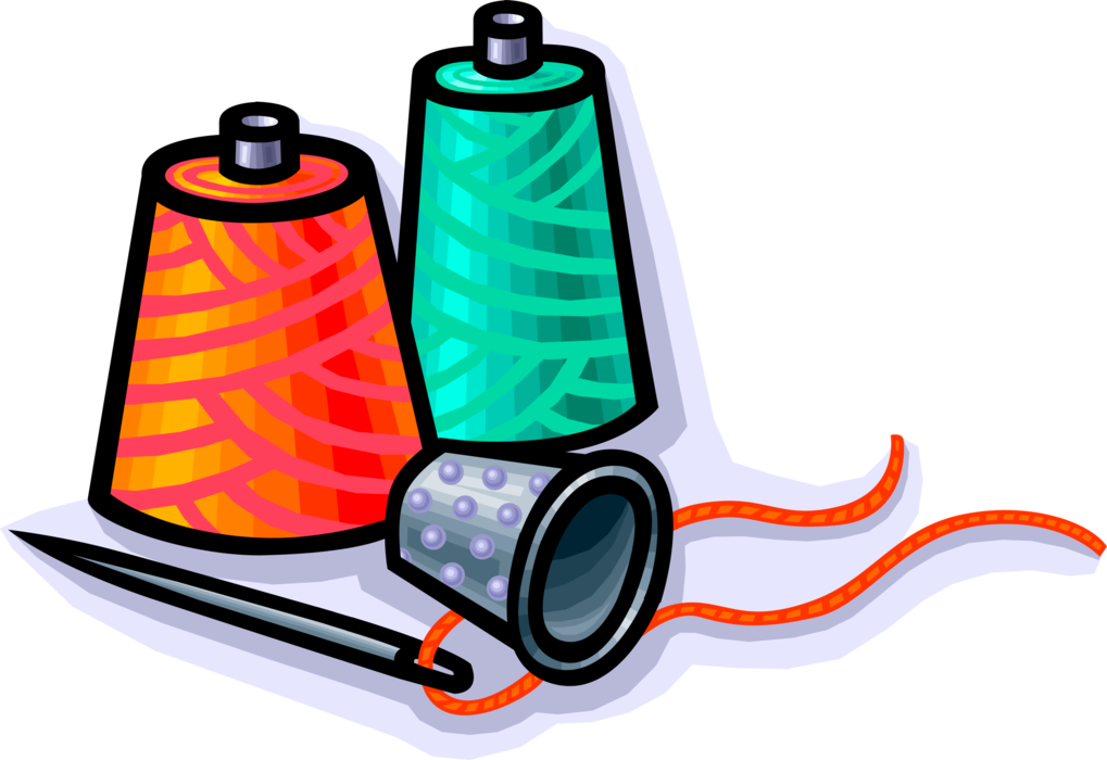 Vector Illustration Of Thimble Fingertip Protector - Nadel Und Faden Clipart (1019x700), Png Download