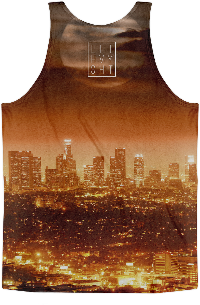 Los Angeles Skyline Men's Tank Top - Los Angeles Light Moon (1000x1000), Png Download