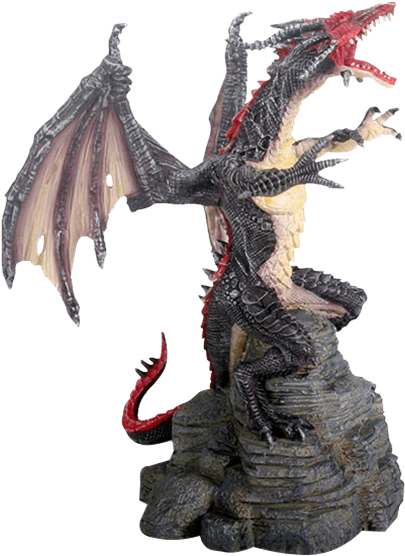 Black And Red Dragon On Rock Statue - Summit Collection 8766 Flying Dragon Fantasy Statue (555x555), Png Download