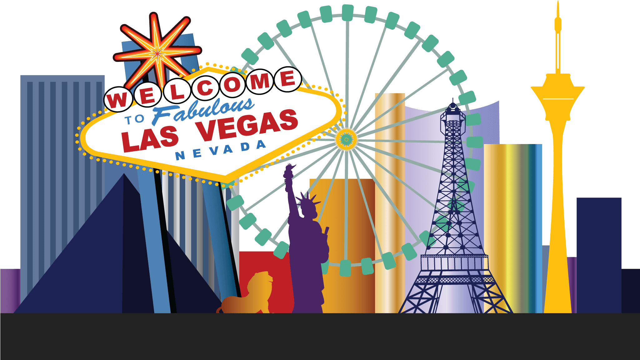 Use Your Las Vegas Mailing Address For Personal Or - Las Vegas Skyline Cartoon (2048x1176), Png Download