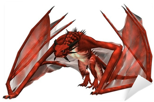 Red Dragon, 3d Rendered Red Fantasy Dragon Wall Mural - Red Dragon (400x400), Png Download
