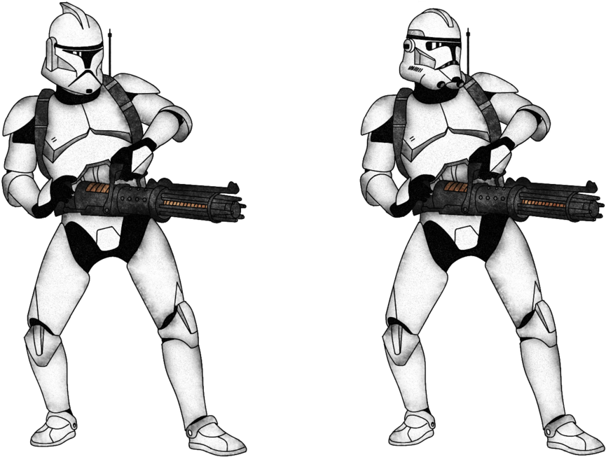Trench Drawing Clone Trooper Png Free - Clone Trooper Rotary Blaster (1024x768), Png Download