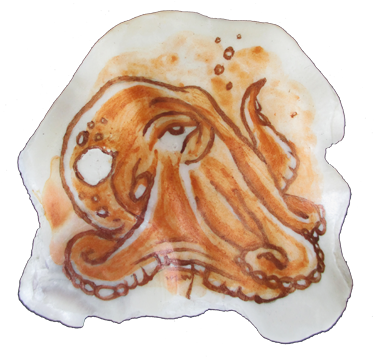 Octopus Shell 3, Acrylic On Oyster Shell, - Giant Pacific Octopus (374x360), Png Download
