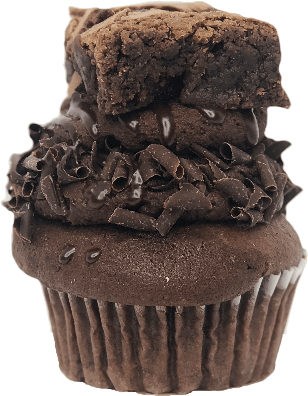 Triple Chocolate Brownie Cupcake - Colada (2136x2088), Png Download