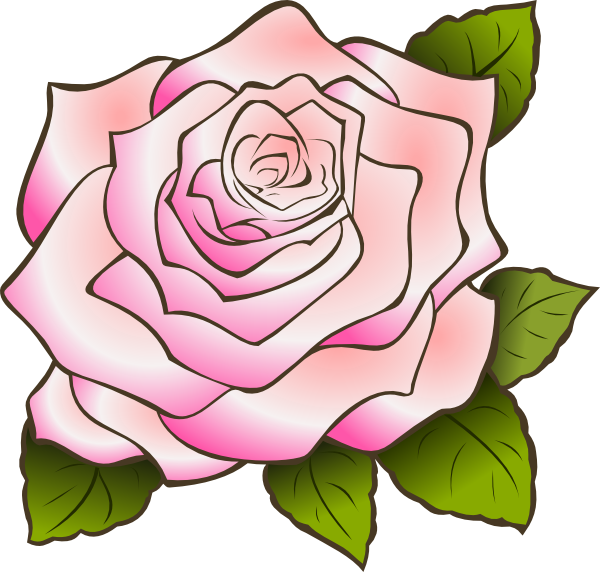 Single Pink Rose Vintage Clip Art Image - Pink Rose Clip Art (600x572), Png Download