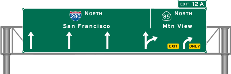 This Type Of Signage Is The Excessive Height Of The - Arrow Per Lane Sign (800x257), Png Download