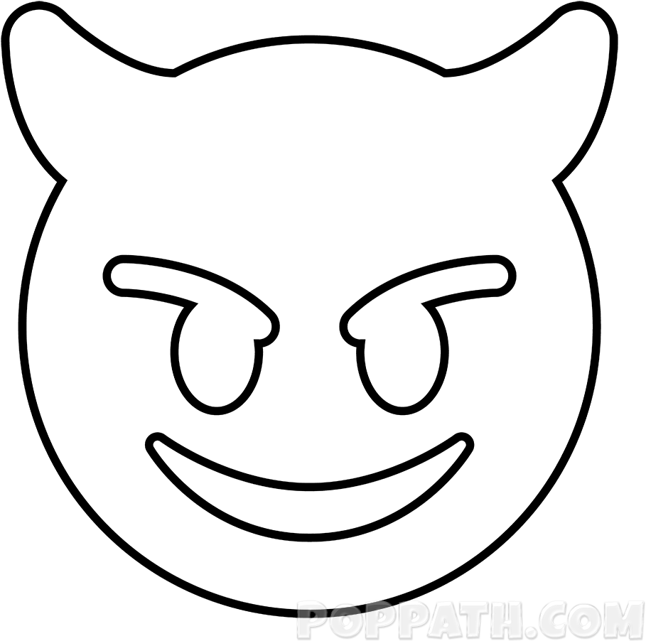 How To Draw A Face Horns Emoji - Emojis Drawing (1000x1000), Png Download