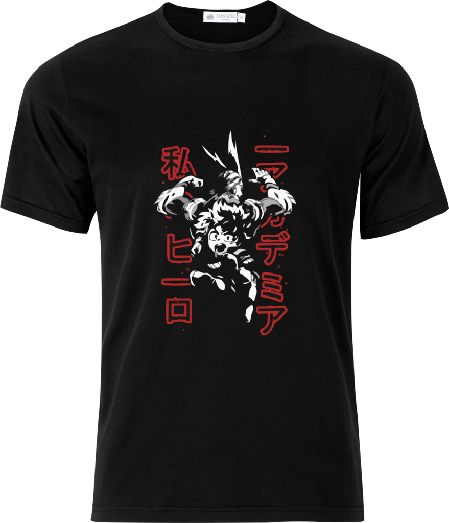 Deku & All Might Exclusive Half Sleeve T-shirt - Boku No Hero T Shirt (879x1023), Png Download