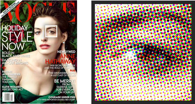 Printing Uses Cmyk 'halftone' Dots Of Varying Sizes - Cmyk Printing Close Up (745x386), Png Download