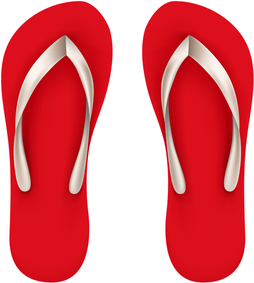 Red Beach, Beach Flip Flops, Vector Clipart, Flipping, - Beach Red Sandals Png (574x600), Png Download