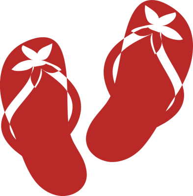 Sandal Clipart Red Beach - Beach (393x399), Png Download