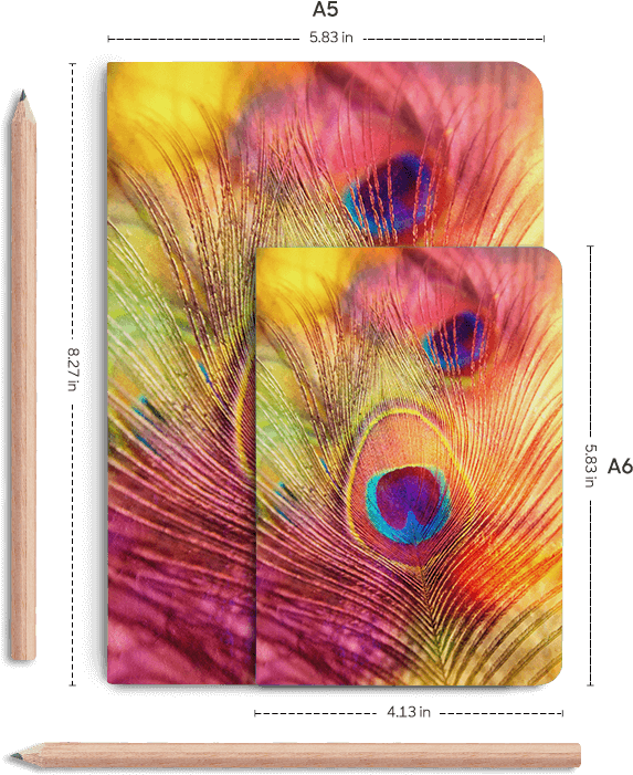 Dailyobjects Peacock Feather A5 Notebook Plain Buy - Peacock Feather Shower Curtain (600x700), Png Download