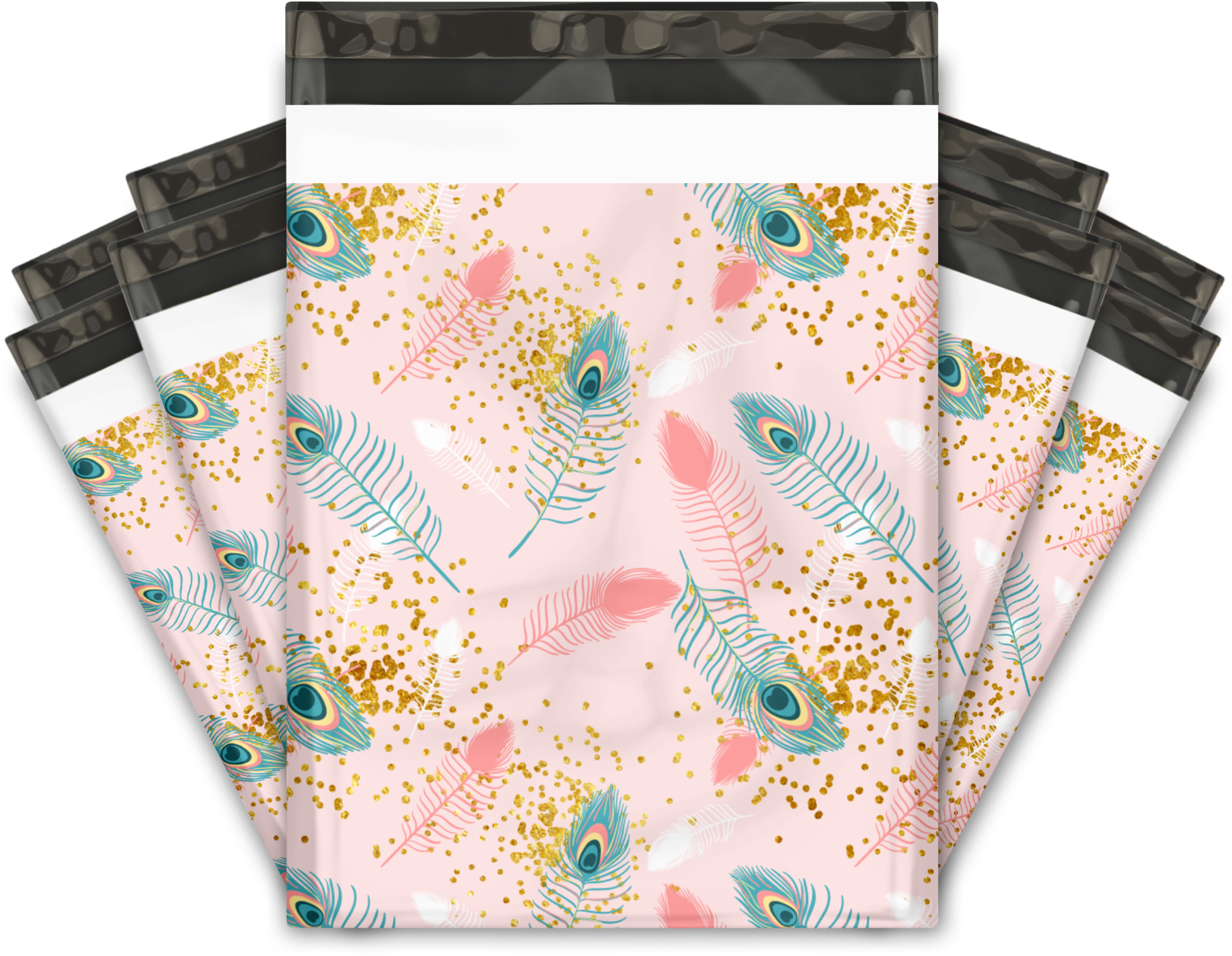 Pink Peacock Feathers Designer Poly Mailers Shipping - 10x13 Designer Poly Mailers Shipping Envelopes Premium (1024x1024), Png Download