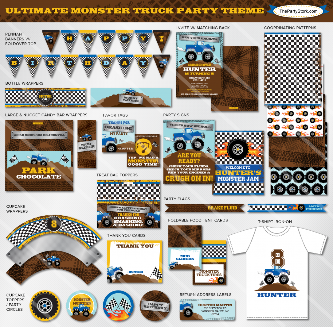 Cookie Monster Birthday Card Printable Honey - Monster Truck Party Printables Free (1084x1066), Png Download