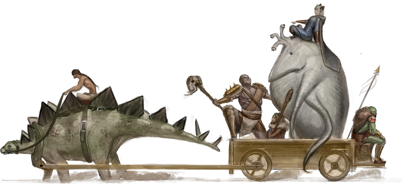 The Heroes Riding In The Cart - Nangnang D&d (1600x796), Png Download