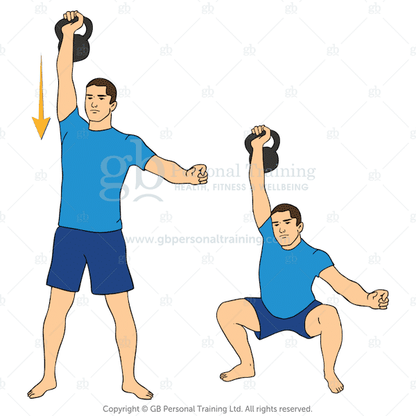Kettlebell Overhead Squat (600x600), Png Download