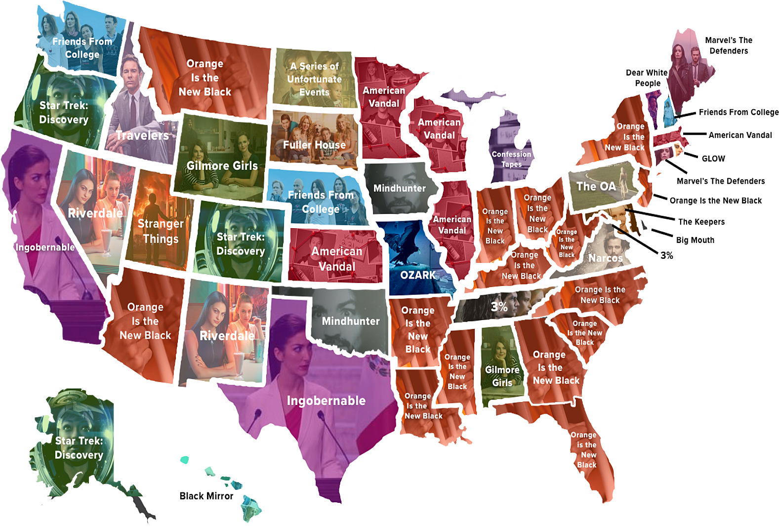 Friggin Bill Cosby Now - Most Popular Netflix Shows By State (1600x1067), Png Download