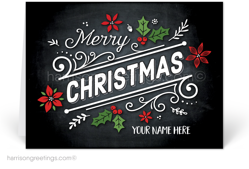 Chalkboard Merry Christmas Holiday Cards - Christmas Day (946x704), Png Download
