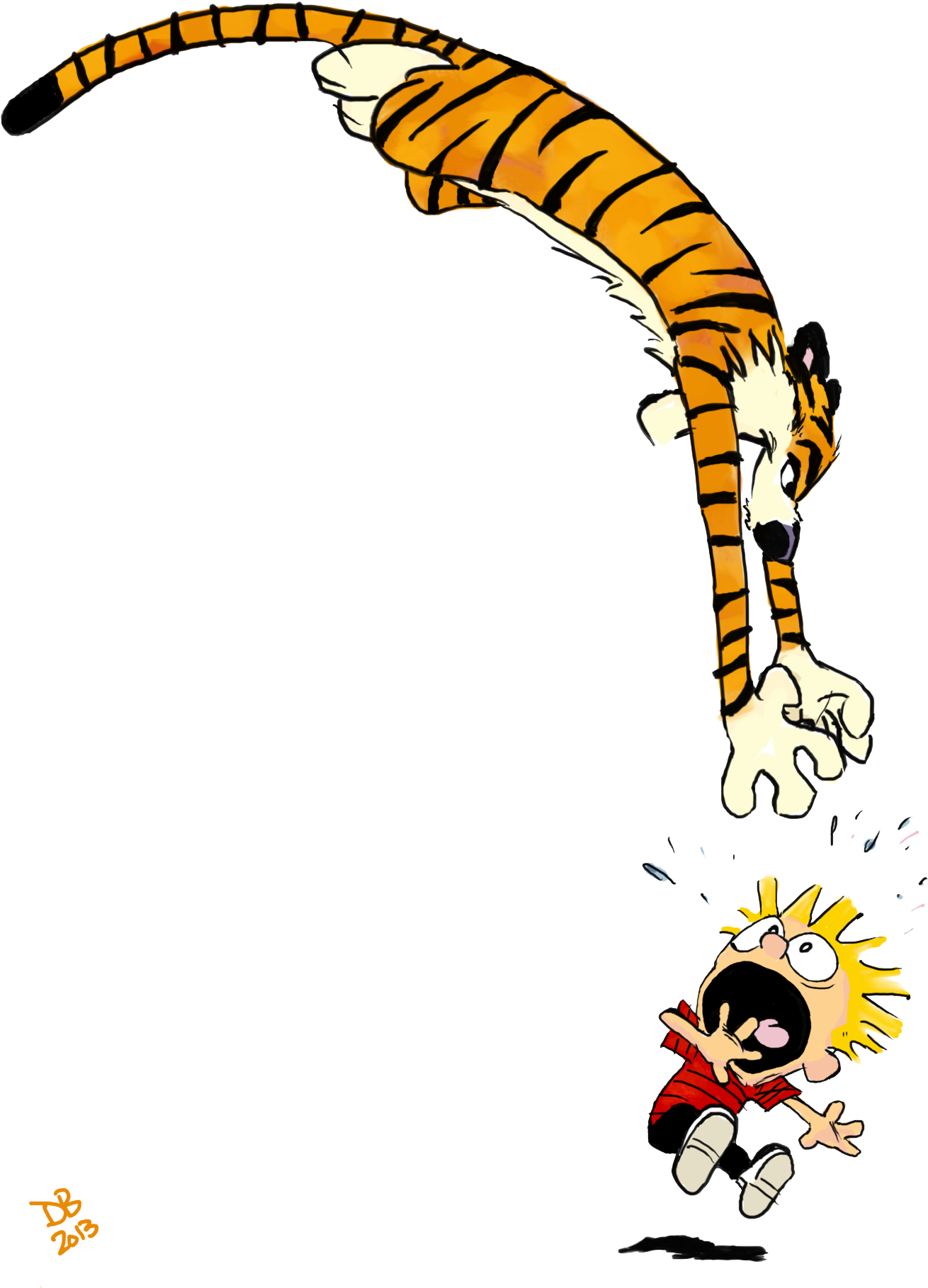 Calvin And Hobbes Png Free Download - Calvin And Hobbes Attack (1600x2133), Png Download