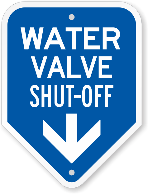 Water Valve Shut-off With Down Arrow Sign - Water (800x800), Png Download