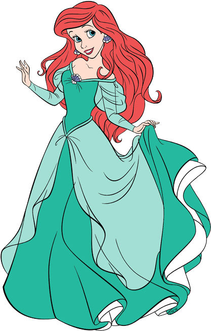 Clip Art Disney Galore In Green Dress - Disney Ariel Green Dress (427x654), Png Download