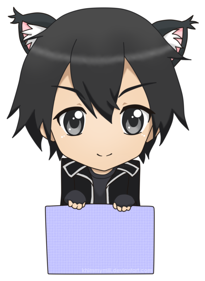 Project Chibi Sao Tag - Sword Art Online Chibi Cat (744x1073), Png Download