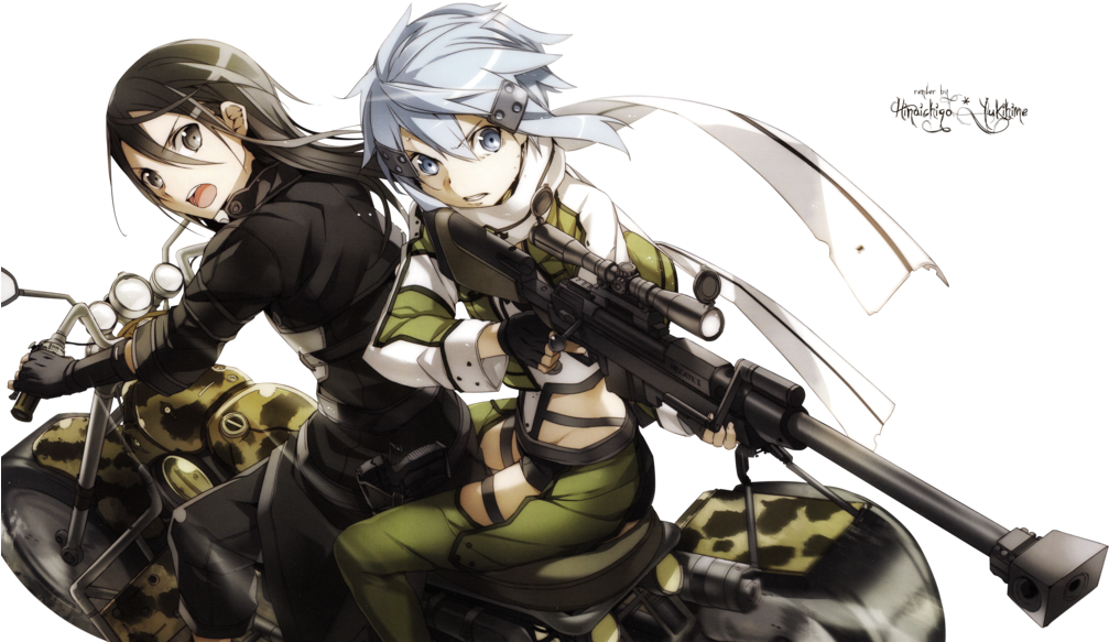 Sword Art Online Amor Prohibido Y Kirito - Sinon And Kirito Render (1023x587), Png Download