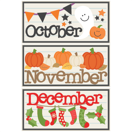 October November December Titles Svg Scrapbook Cut - October November December Holidays (432x432), Png Download