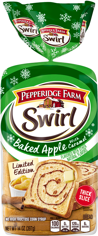 Baked Apple With Caramel Flavored With Other Natural - Pepperidge Farm Raisin Swirl Bread (1000x1000), Png Download