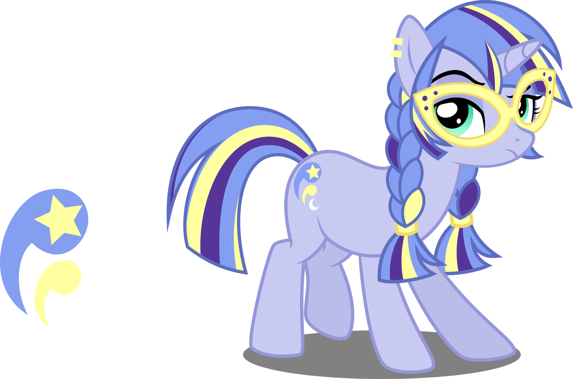 Xebck, Braid, Cutie Mark, Earring, Glasses, Looking - Cartoon (2000x1323), Png Download