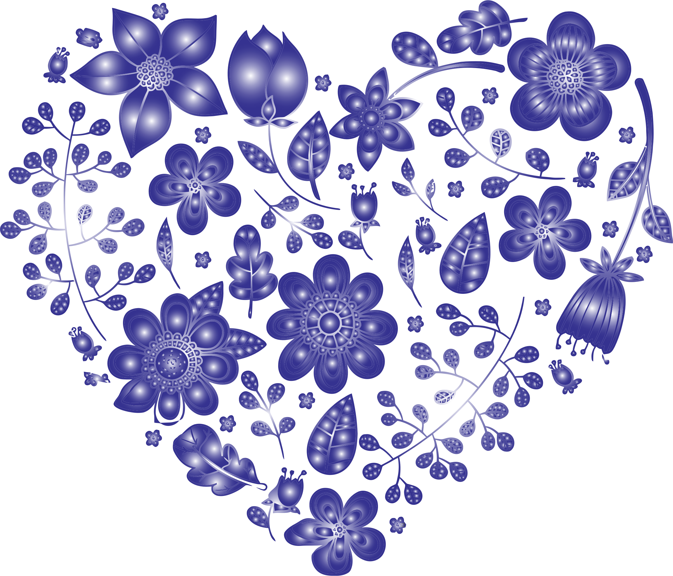 Png Black And White Library Purple Background Clipart - Flower Heart No Background (2304x1972), Png Download