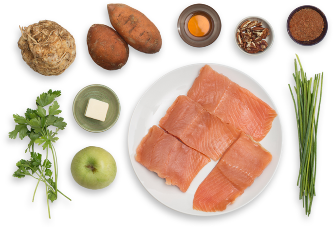 Bbq Salmon & Mashed Sweet Potatoes With Celeriac-apple - Barbecue (700x477), Png Download