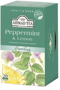 Peppermint & Lemon 20ct Box - Ahmad Tea Herbal (350x392), Png Download