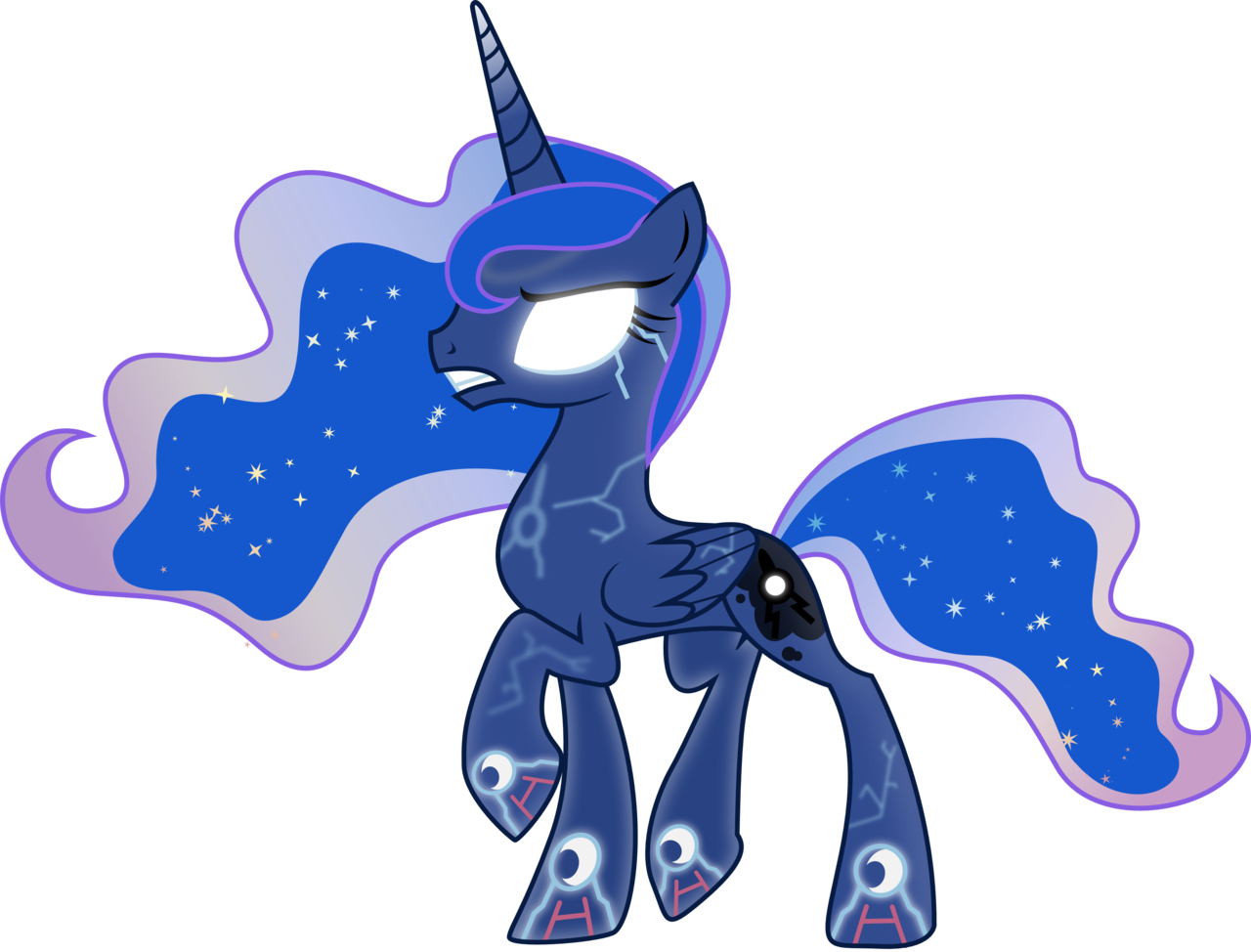 Theshadowstone, Blue Orb, Glowing Eyes, Kyogre, Pokémon, - Mlp Princess Luna Sad (1280x974), Png Download