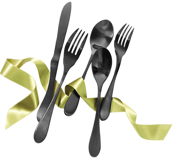 Black Beauties - Knork Titanium 5 Piece Flatware Set, Matte Black (665x611), Png Download