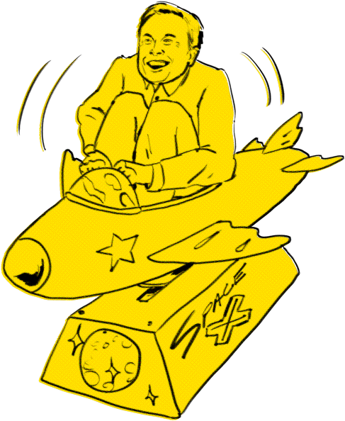 If That's The Case, There's A Disaster Scenario Coming - Riding A Rocket Elon Musk (500x611), Png Download