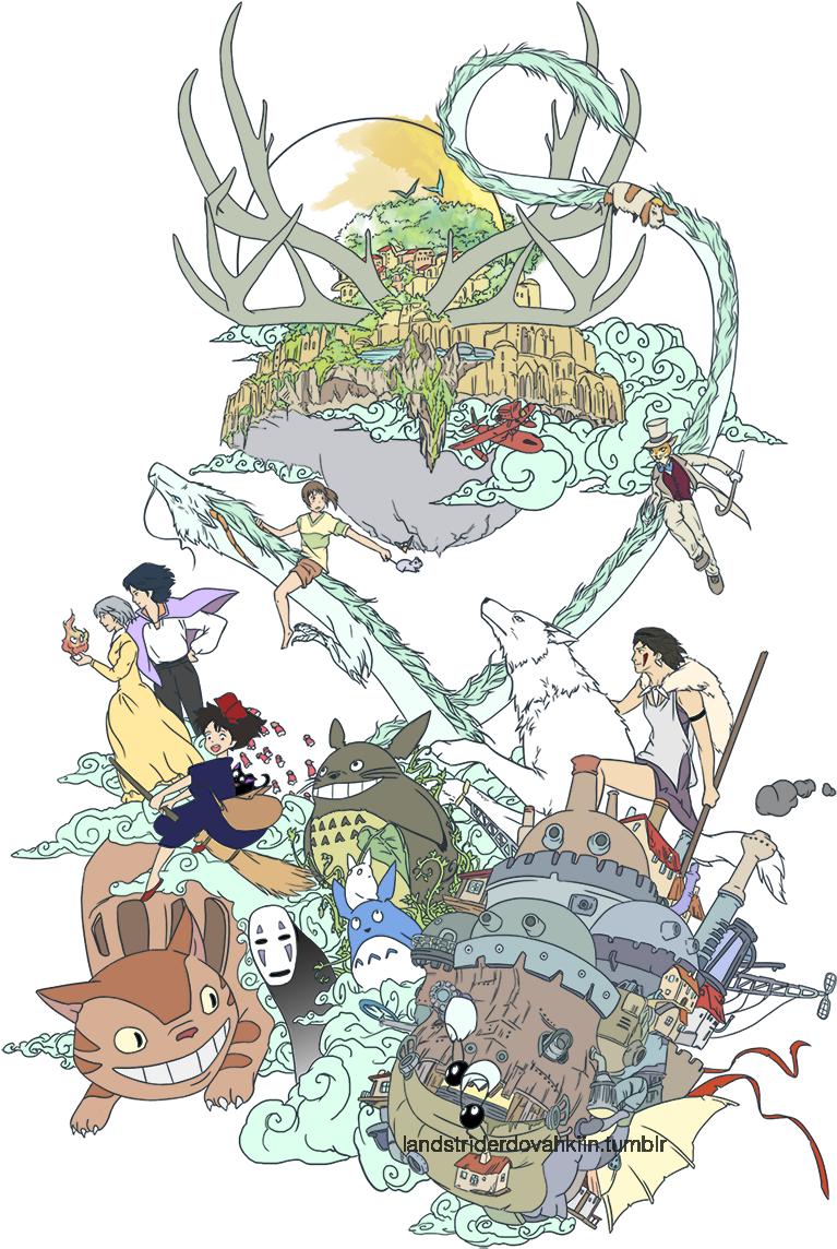 We Love Studio Ghibli - Ghibli Canvas Print - Small By Alba Palacio (787x1286), Png Download