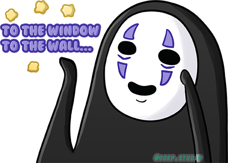 No Face Studio Ghibli Peeking Style Sticker Decal • - Cartoon (451x324), Png Download