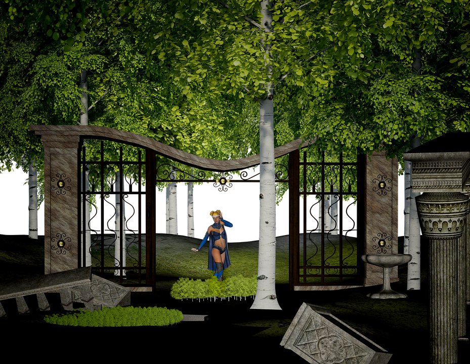 Goal, Forest, Ruins, Woman, Wall, Stone, Green, Rock - Park (929x720), Png Download