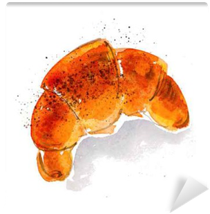 Fresh Croissant Isolated Watercolor Illustration - Картинки Кофе И Круассан Нарисованная (400x400), Png Download
