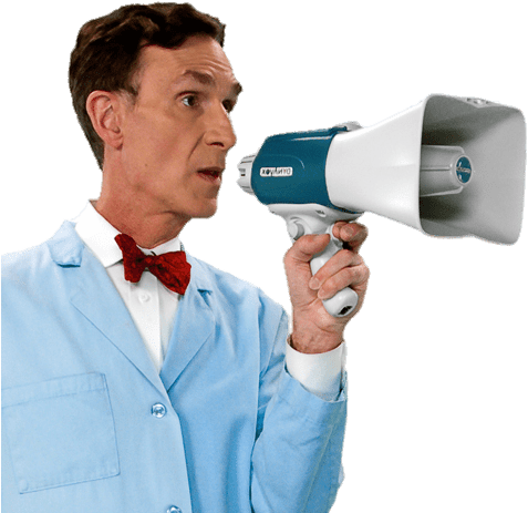 Bill Nye With Bull Horn - Bill Nye The Science Guy Png (500x500), Png Download