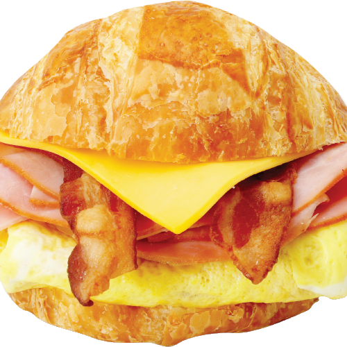 #87 Ham, Bacon, Egg & Cheese Croissant - Ham Bacon Egg Cheese Croissant (500x500), Png Download