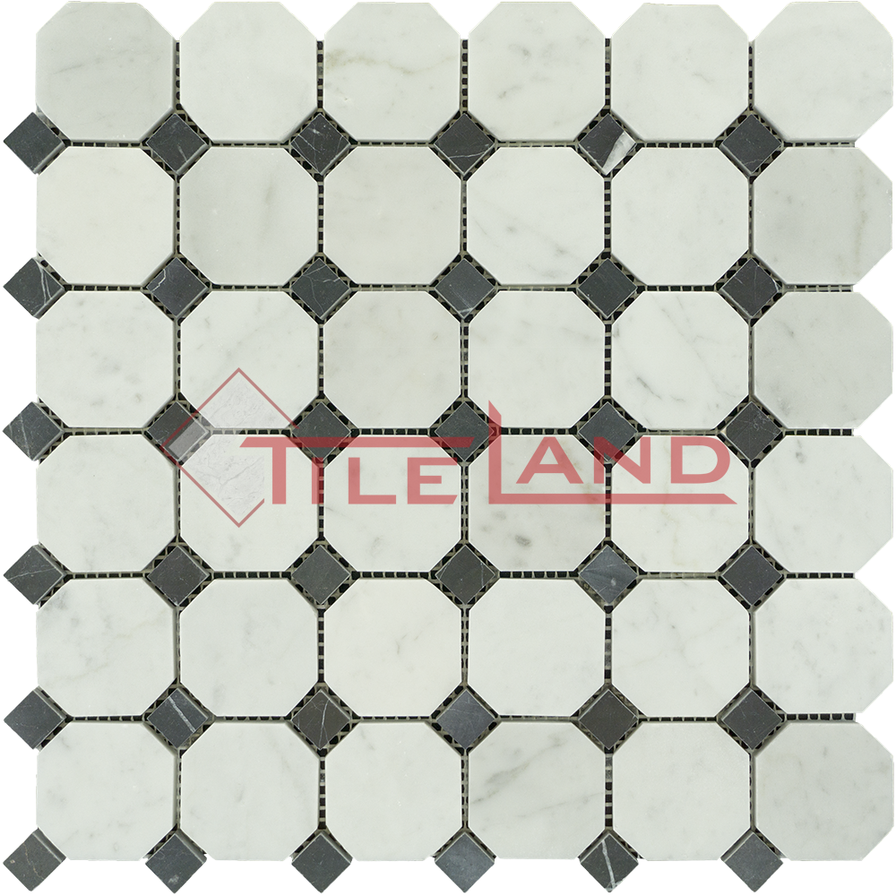 Carrara Octagon Black Dot - Marble (1000x1000), Png Download